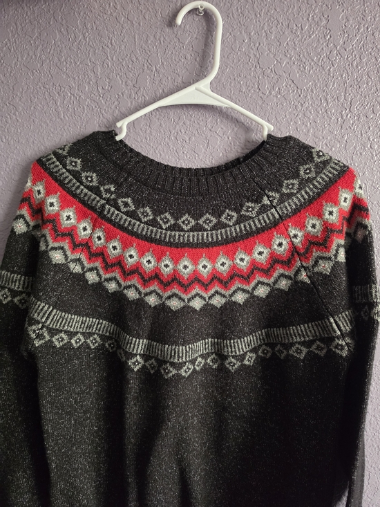 Weatherproof Dark Gray and Light Gray Fair Isle Knit Sweater - Picture 2 of 4